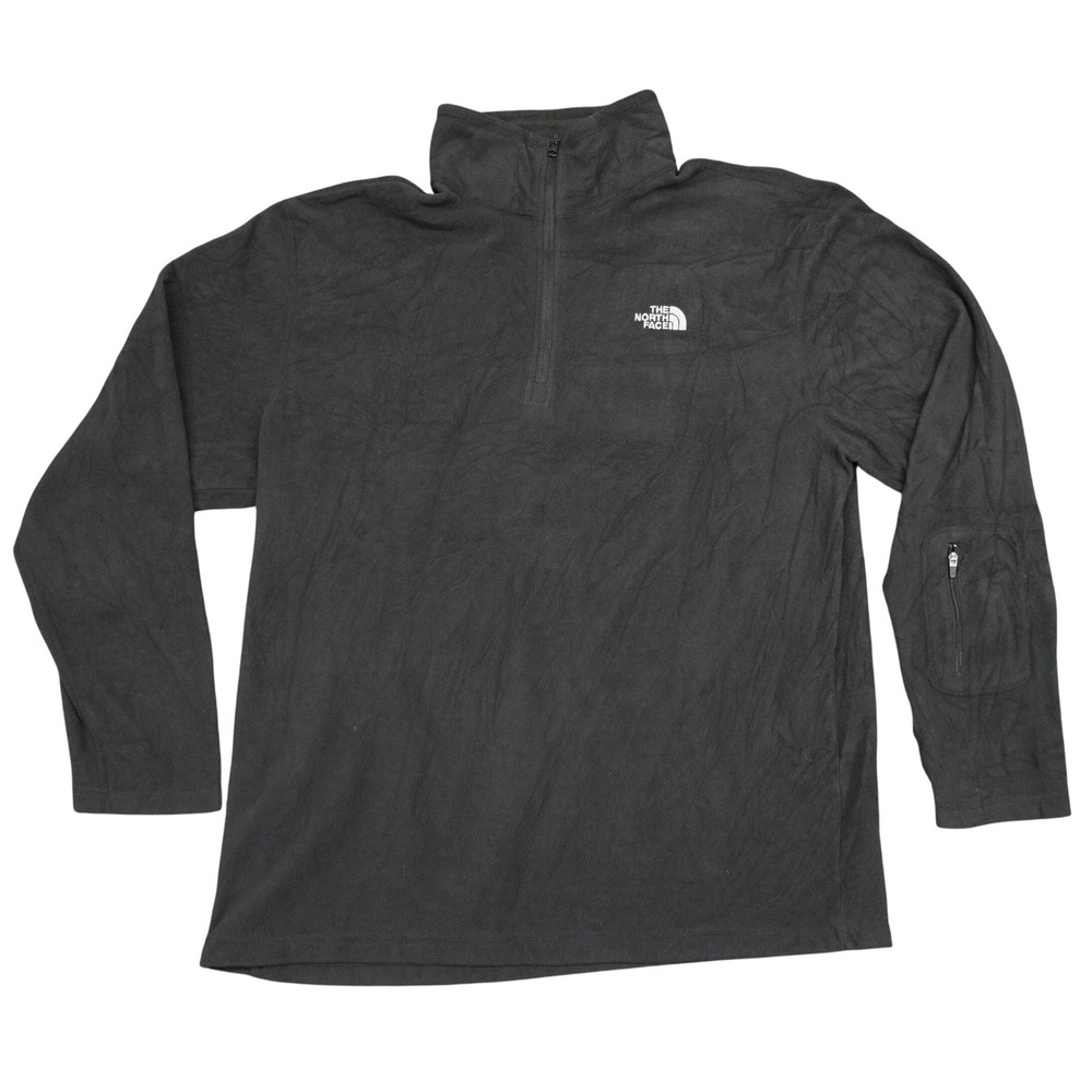 The North Face Fleece Pullover Mens XL Black Quarter Zip TKA 100 Sleeve Pocket